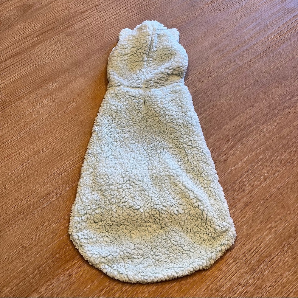 Powder Blue Sherpa Dog Hoodie — Size L (19” Length)